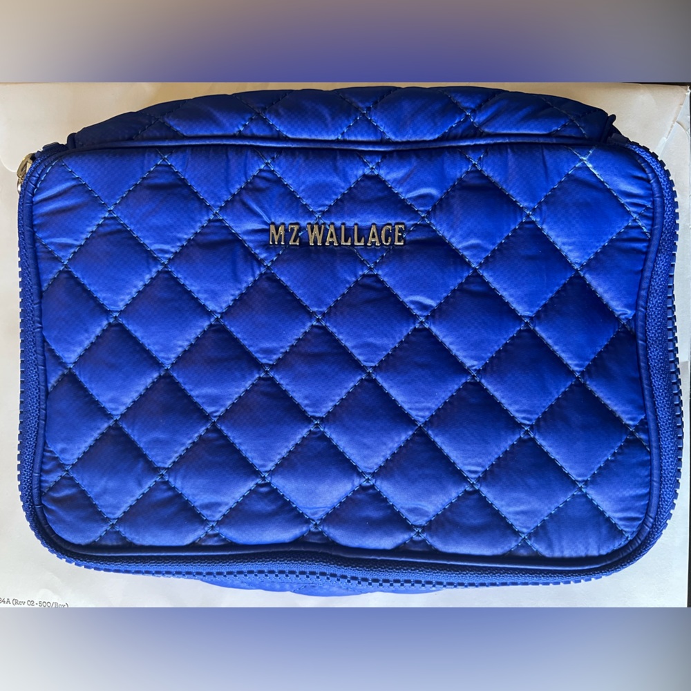 MZ Wallace Blue Quilted Cosmetic Bag Collab with Supergoop